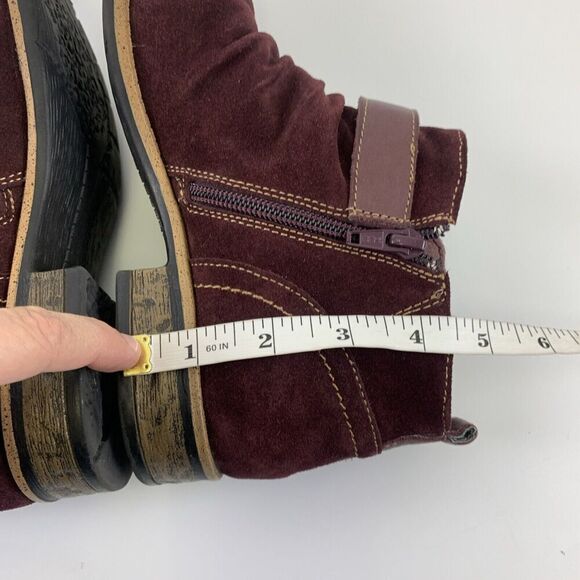 Earth Origins Avani Buckeye Bootie Burgundy Suede Ankle Boot Zip Strap Women 6.5 - Picture 8 of 15